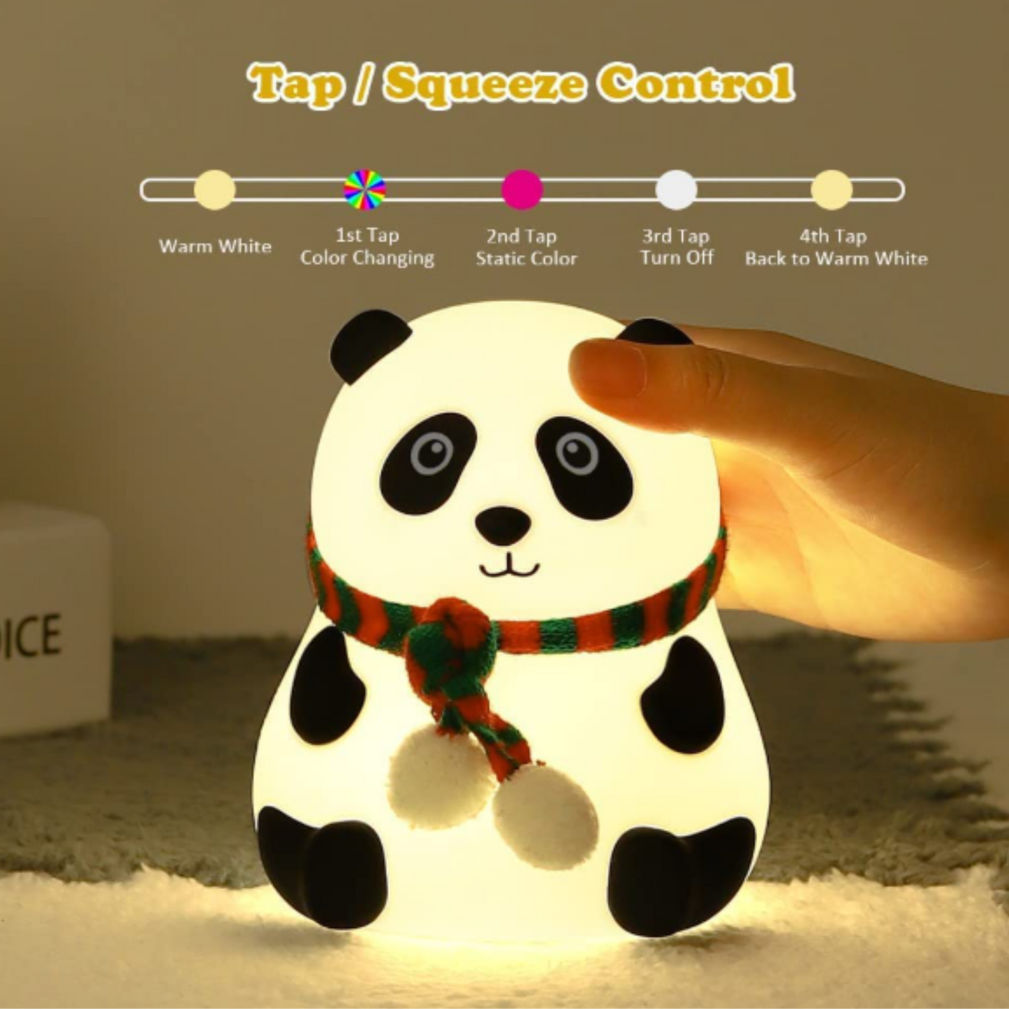 Sugarpods LED Panda Night Lamp, Touch-Activated Silicone Lamp