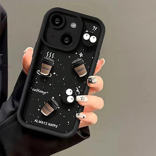 Back Silicone Case Compatible with iPhone 13 / 14 – Cute Fun Cartoon 3D Ball Coffee