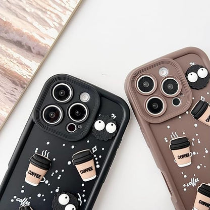 Back Silicone Case Compatible with iPhone 13 / 14 – Cute Fun Cartoon 3D Ball Coffee