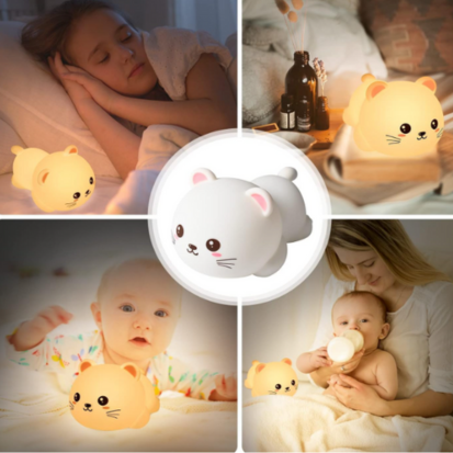 Parssufy Night Lamp, Cat Lamp, Cat Light Lamp, Cat Touch Silicone Lamp