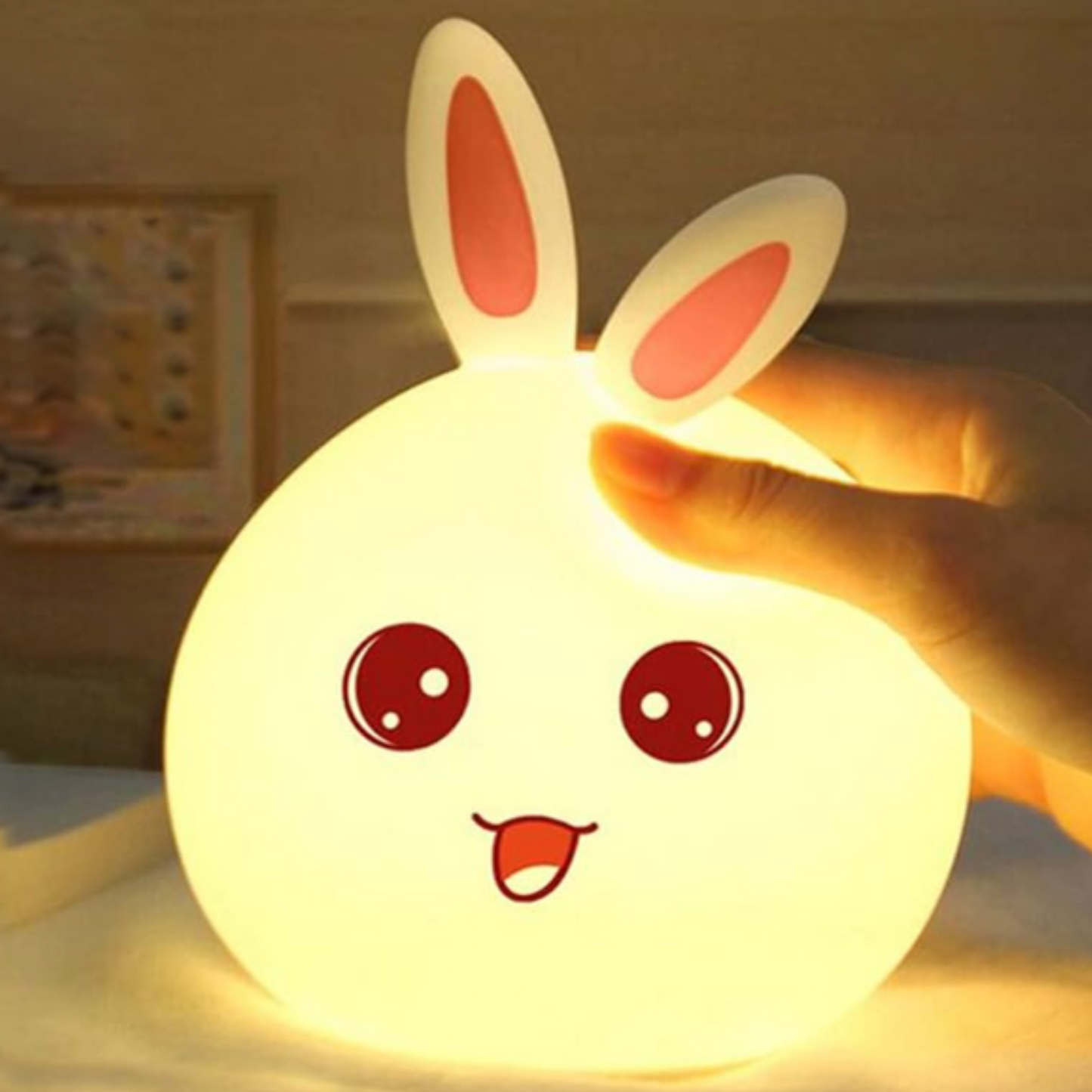 Cute LED Rabbit Lamp, Silicone Dimmable Nursery Nightlight for Kids