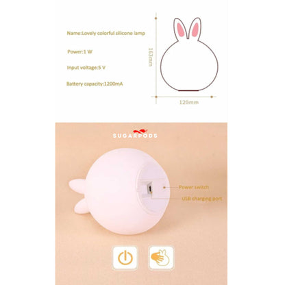Cute LED Rabbit Lamp, Silicone Dimmable Nursery Nightlight for Kids