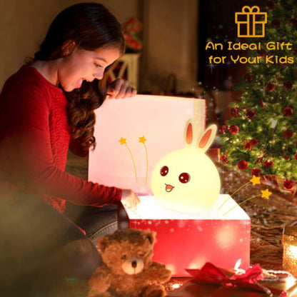 Cute LED Rabbit Lamp, Silicone Dimmable Nursery Nightlight for Kids