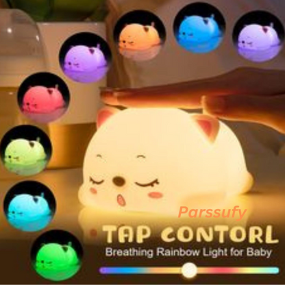 Parssufy Night Lamp, Cat Lamp, Cat Light Lamp, Cat Touch Silicone Lamp