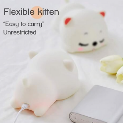 Parssufy Night Lamp, Cat Lamp, Cat Light Lamp, Cat Touch Silicone Lamp