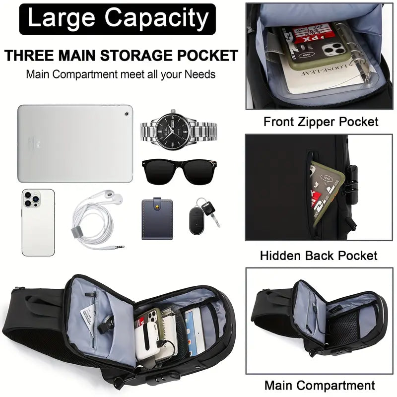 Sugarpods Anti Theft Backpack for Men & Women, Sling Bag CrossBody Backpack