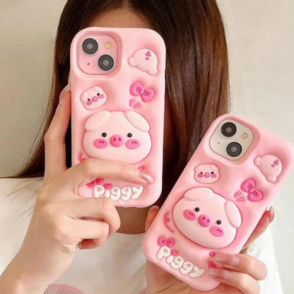 3D Piggy Silicone Case for iPhone 13 & 14 – Cute Full-Body Cover