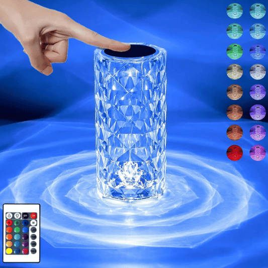 Crystal Lamp, 16 Color Changing Rose Diamond Table Lamp