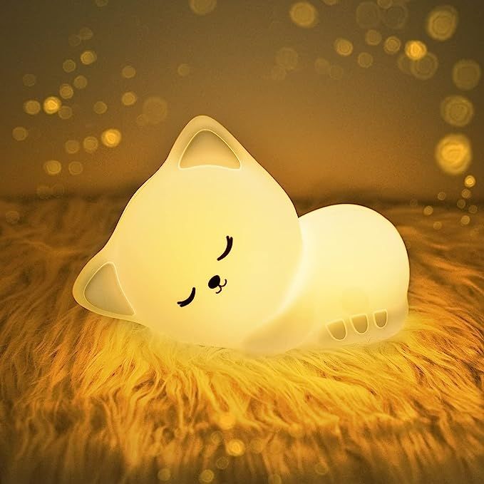 Soft Silicone Cat Seven Colors LED Night Light