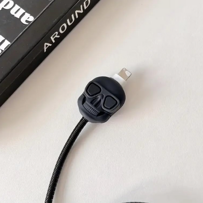 Skull-Black Cable Protector & Charger Cover Set for iPhone