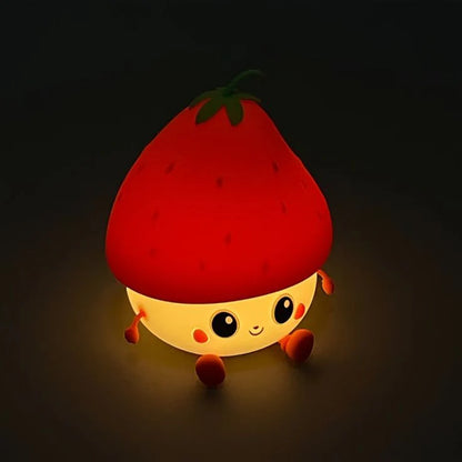Strawberry LED Night Light – USB Rechargeable Silicone Lamp