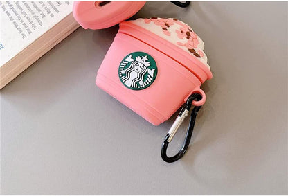 Pink Coffee Cup Silicone Case for AirPods Pro 2 – with Keychain
