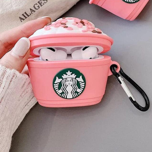 Pink Coffee Cup Silicone Case for AirPods Pro 2 – with Keychain