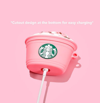 Pink Coffee Cup Silicone Case for AirPods Pro 2 – with Keychain